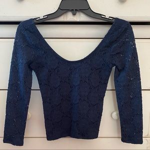 Long Sleeve Blue Crop Top